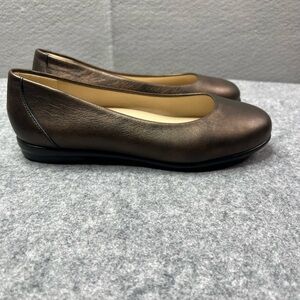 SAS Scenic Comfort Leather Ballet Flats Womens 9WW Brown Metallic Slip On Shoes
